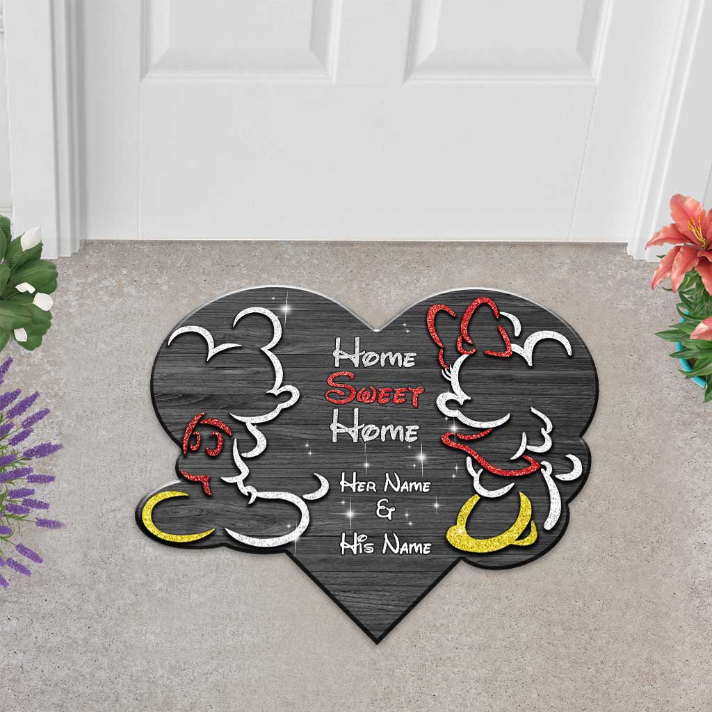 Personalized Mouse-Shaped Doormat for Couples - Home Sweet Home Gift Shaped Doormat GradoCreations
