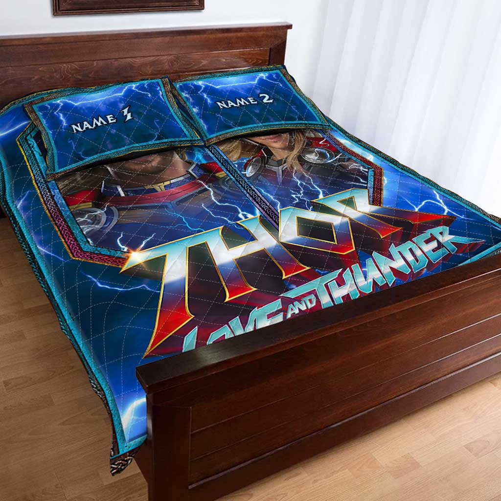 Personalized Thor Love and Thunder Quilt Set Custom Names Gift for Couples Quilt Set GradoCreations