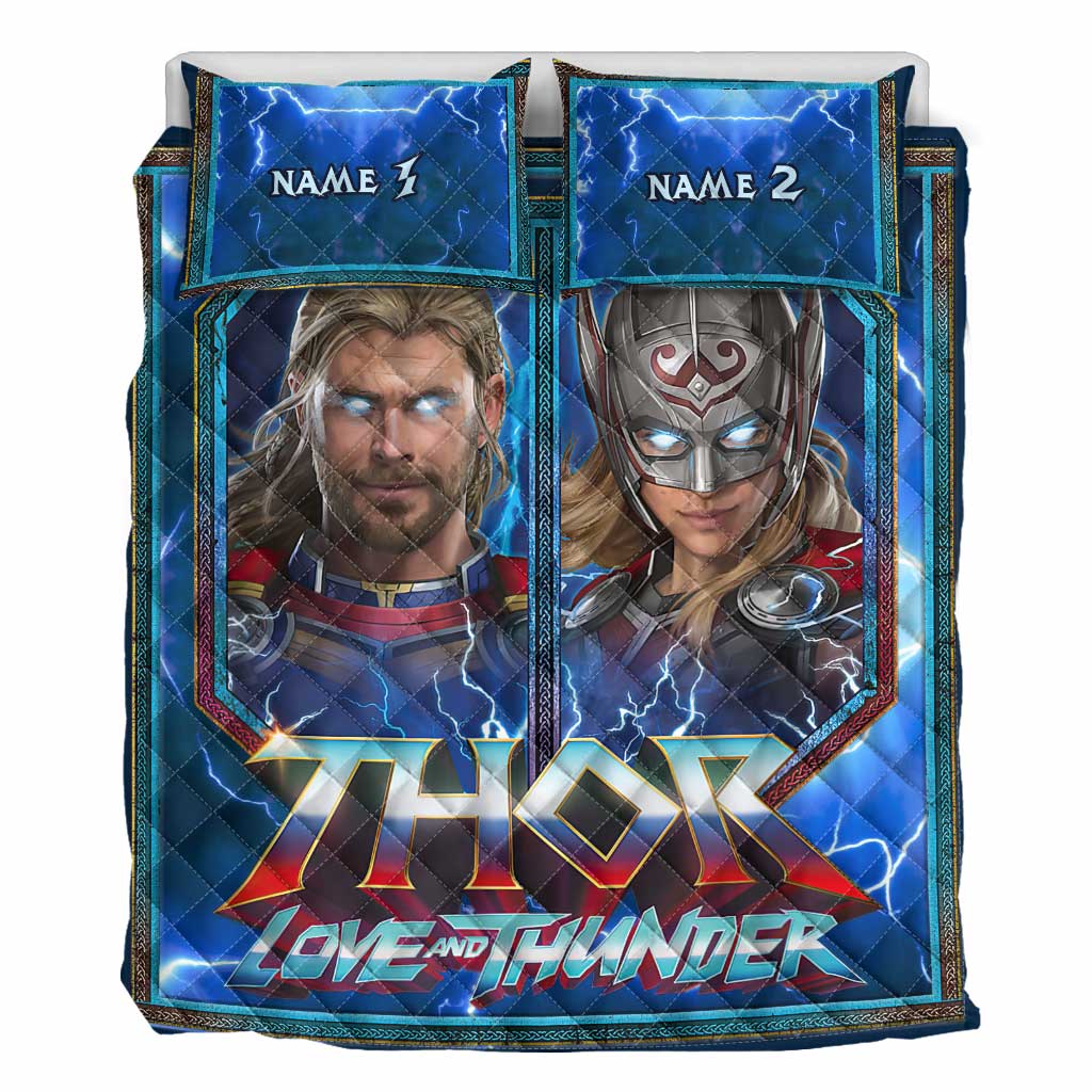 Personalized Thor Love and Thunder Quilt Set Custom Names Gift for Couples Quilt Set GradoCreations