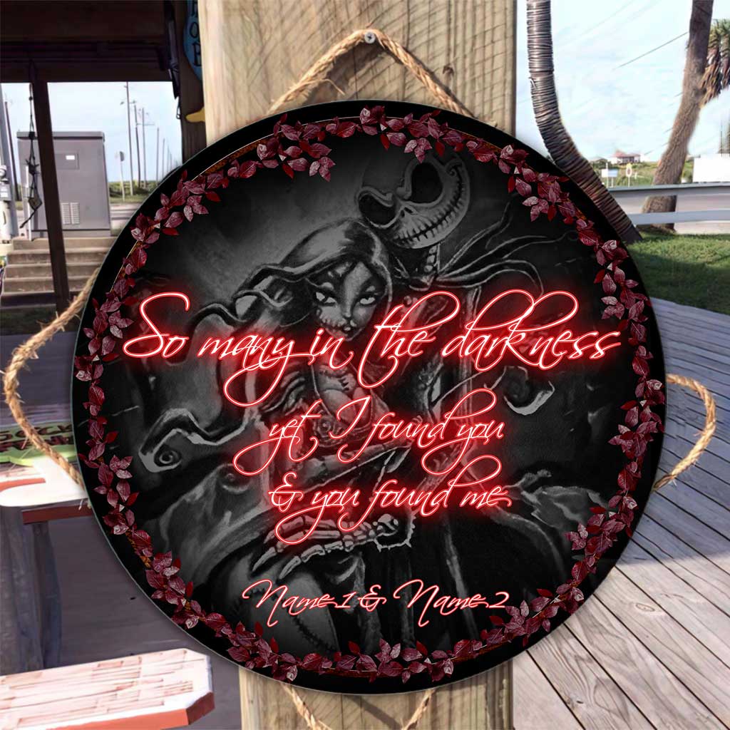 Personalized Couple Round Wood Sign with Dark Design for Home Decor Round Wood Sign GradoCreations