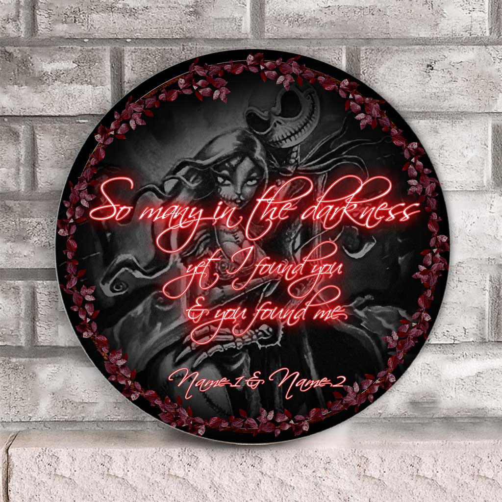 Personalized Couple Round Wood Sign with Dark Design for Home Decor Round Wood Sign GradoCreations