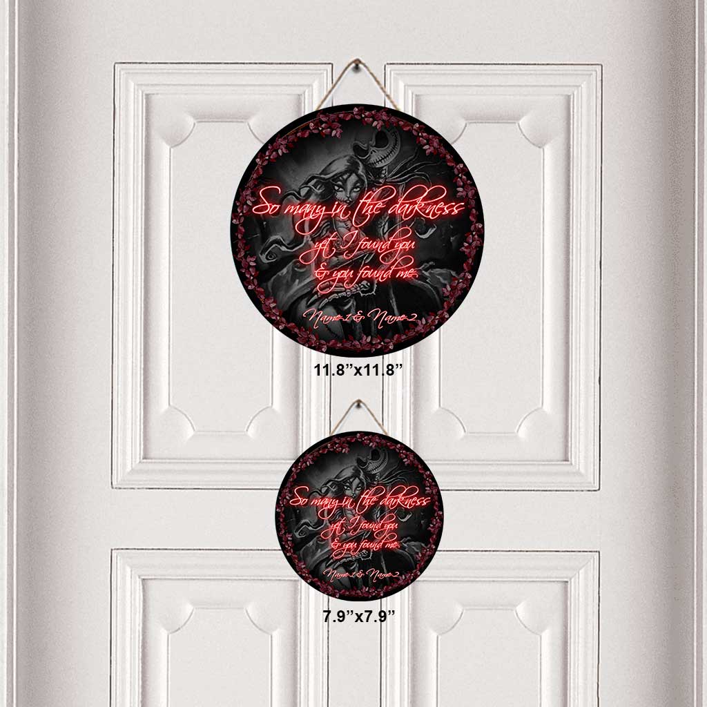 Personalized Couple Round Wood Sign with Dark Design for Home Decor Round Wood Sign GradoCreations
