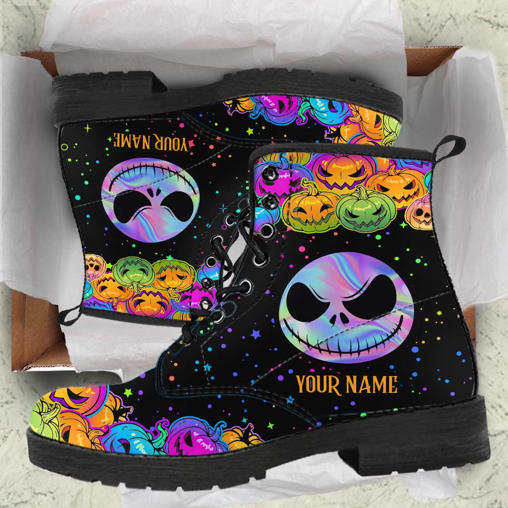 Personalized Pumpkin King Leather Boots Custom Name Gift Leather Boots GradoCreations