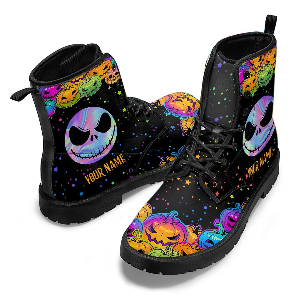 Personalized Pumpkin King Leather Boots Custom Name Gift Leather Boots GradoCreations