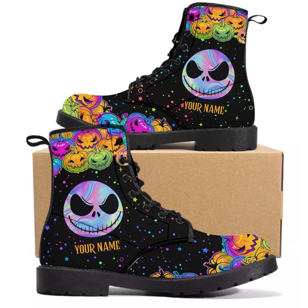 Personalized Pumpkin King Leather Boots Custom Name Gift Leather Boots GradoCreations
