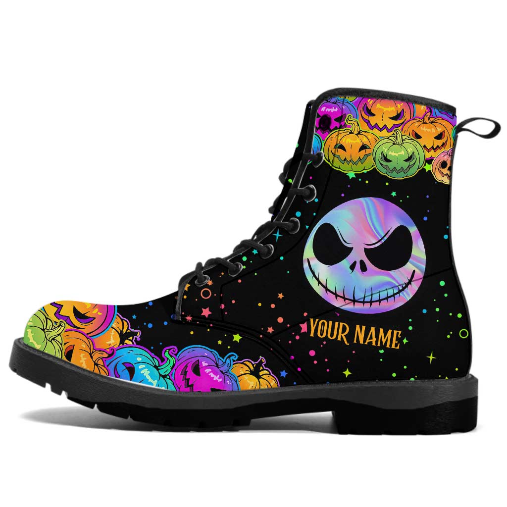 Personalized Pumpkin King Leather Boots Custom Name Gift Leather Boots GradoCreations