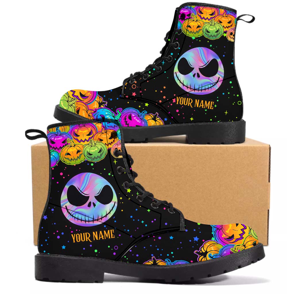 Personalized Pumpkin King Leather Boots Custom Name Gift Leather Boots GradoCreations