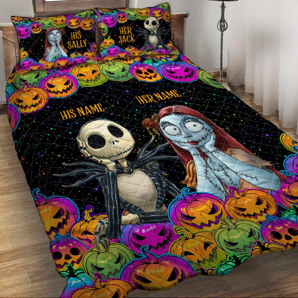 Personalized Nightmare Before Christmas Quilt Set for Couples Quilt Set GradoCreations