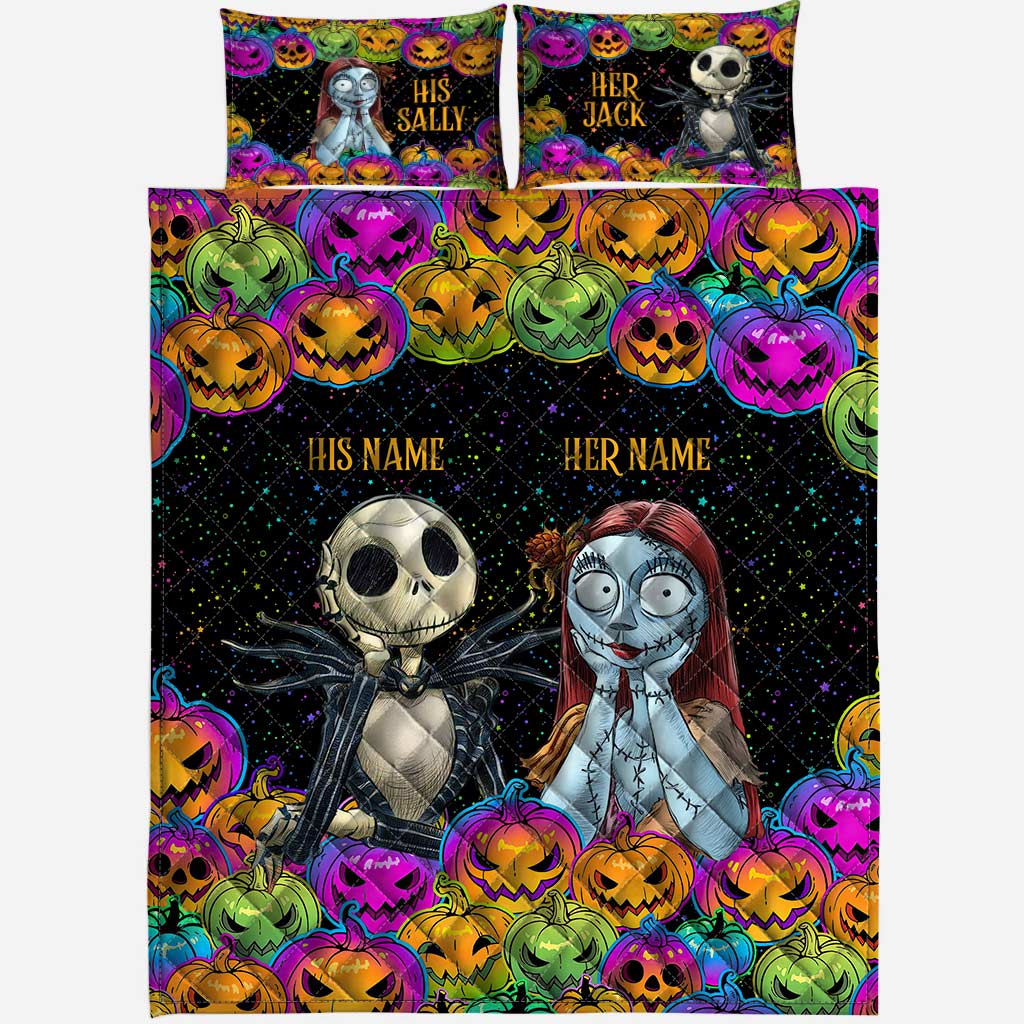 Personalized Nightmare Before Christmas Quilt Set for Couples Quilt Set GradoCreations