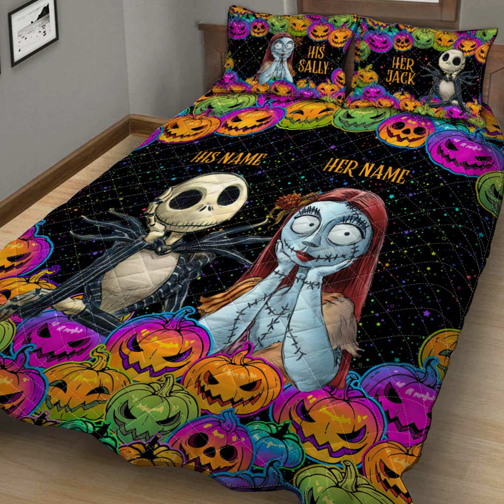 Personalized Nightmare Before Christmas Quilt Set for Couples Quilt Set GradoCreations