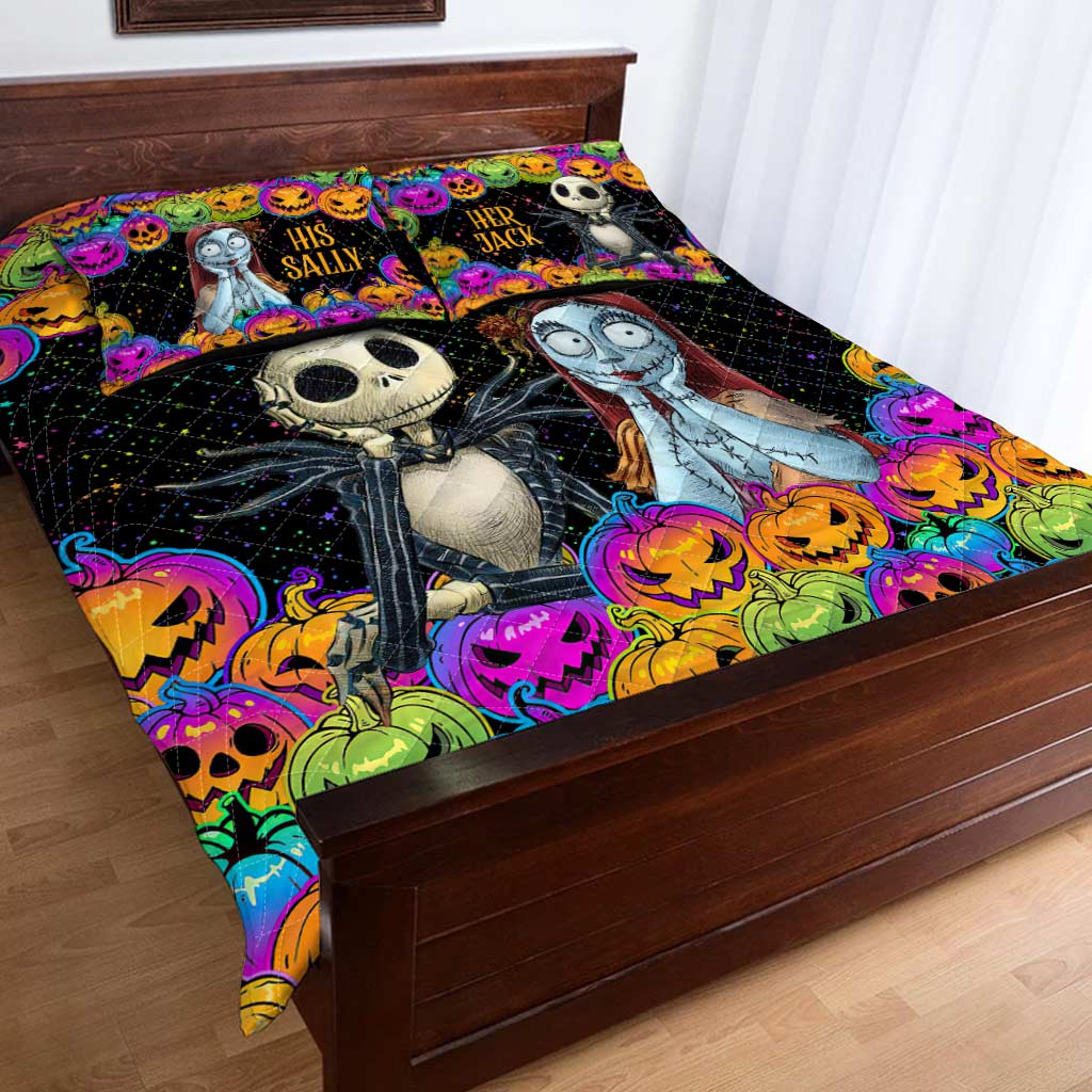 Personalized Nightmare Before Christmas Quilt Set for Couples Quilt Set GradoCreations