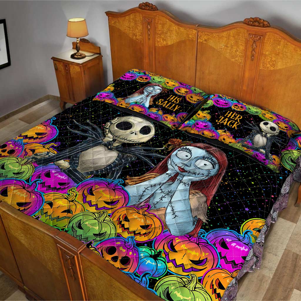 Personalized Nightmare Before Christmas Quilt Set for Couples Quilt Set GradoCreations