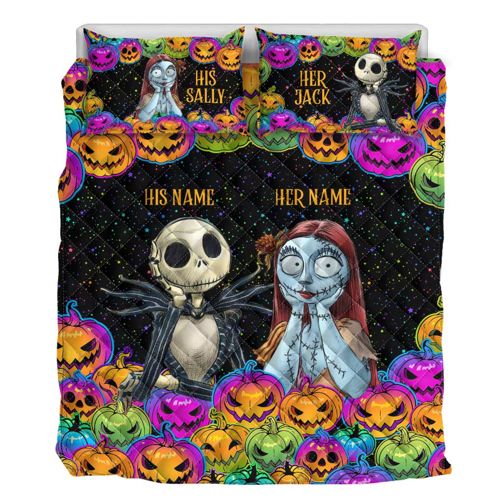 Personalized Nightmare Before Christmas Quilt Set for Couples Quilt Set GradoCreations