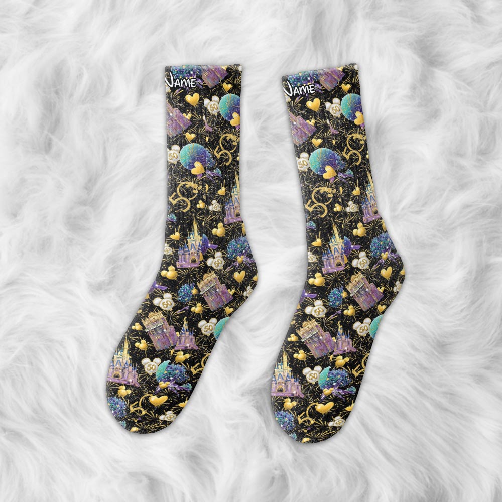 Personalized 50th Anniversary Mouse Socks Custom Design Gift Socks GradoCreations