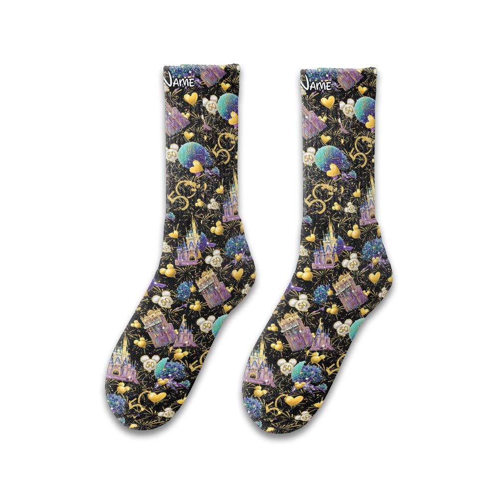 Personalized 50th Anniversary Mouse Socks Custom Design Gift Socks GradoCreations
