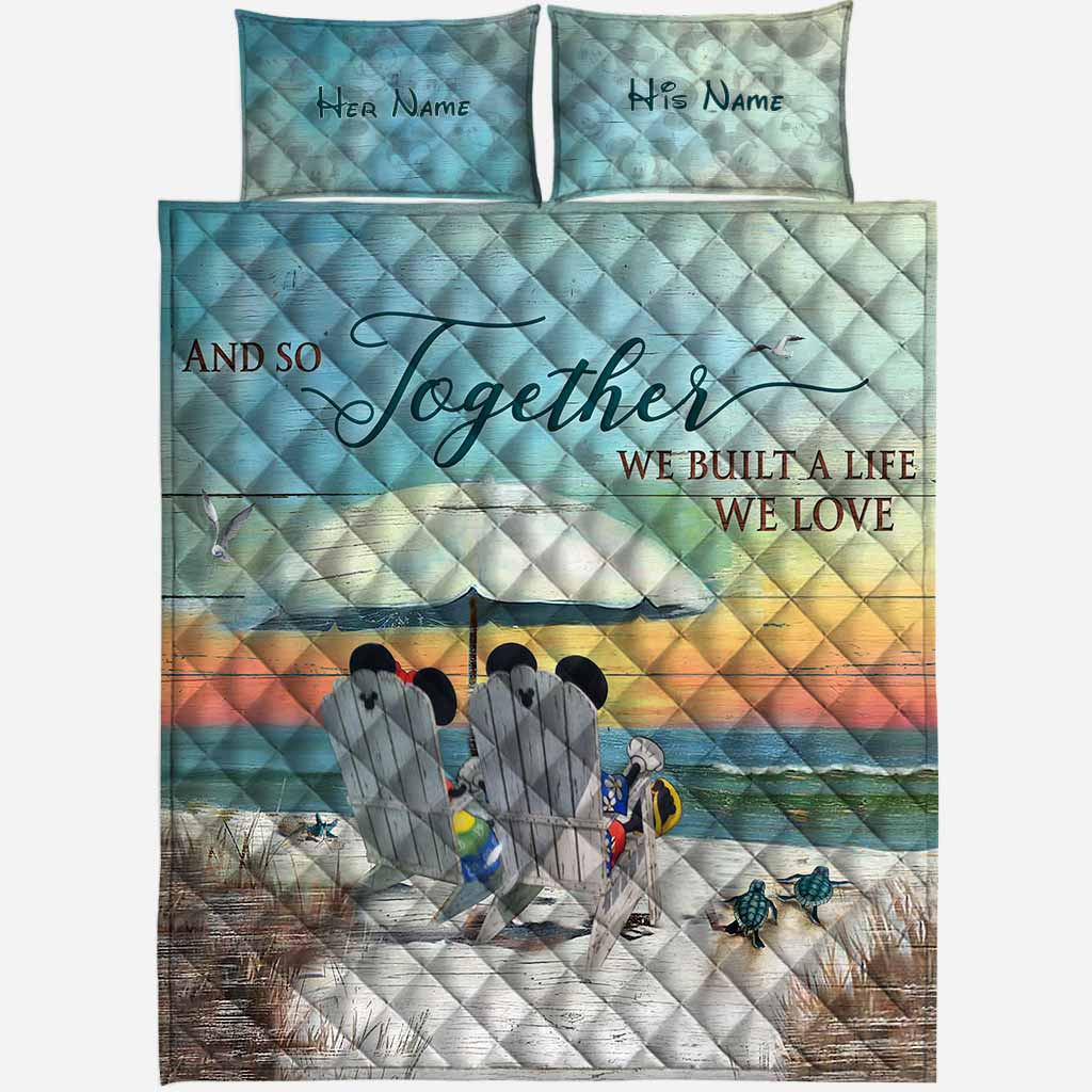 Personalized Beach Themed Quilt Set Custom Names for Couples Quilt Set GradoCreations