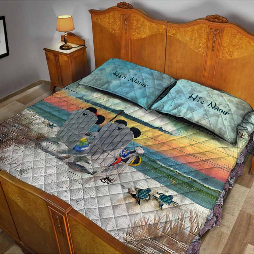 Personalized Beach Themed Quilt Set Custom Names for Couples Quilt Set GradoCreations