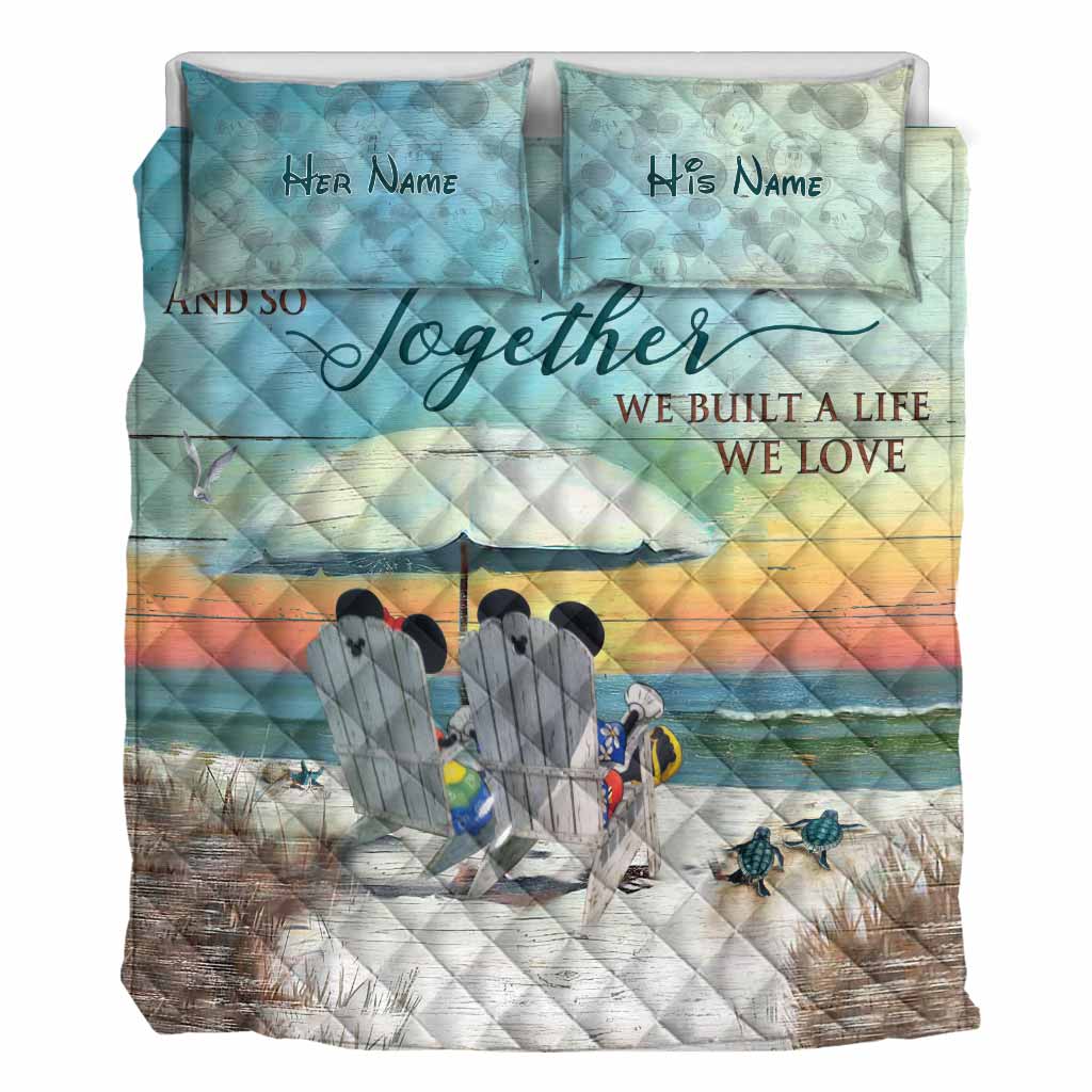 Personalized Beach Themed Quilt Set Custom Names for Couples Quilt Set GradoCreations