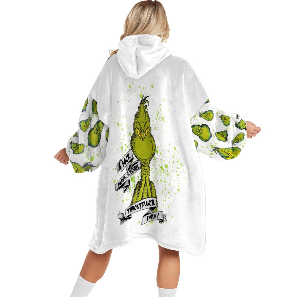 Personalized Grinch Blanket Hoodie Custom Name Gift for Christmas Blanket Hoodie GradoCreations