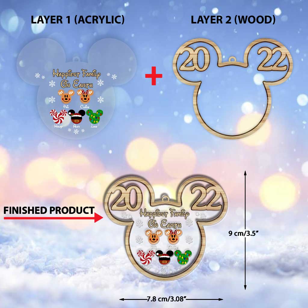 Personalized Mickey Mouse Family Christmas Ornament Custom Year Gift Layers Mix Ornament GradoCreations