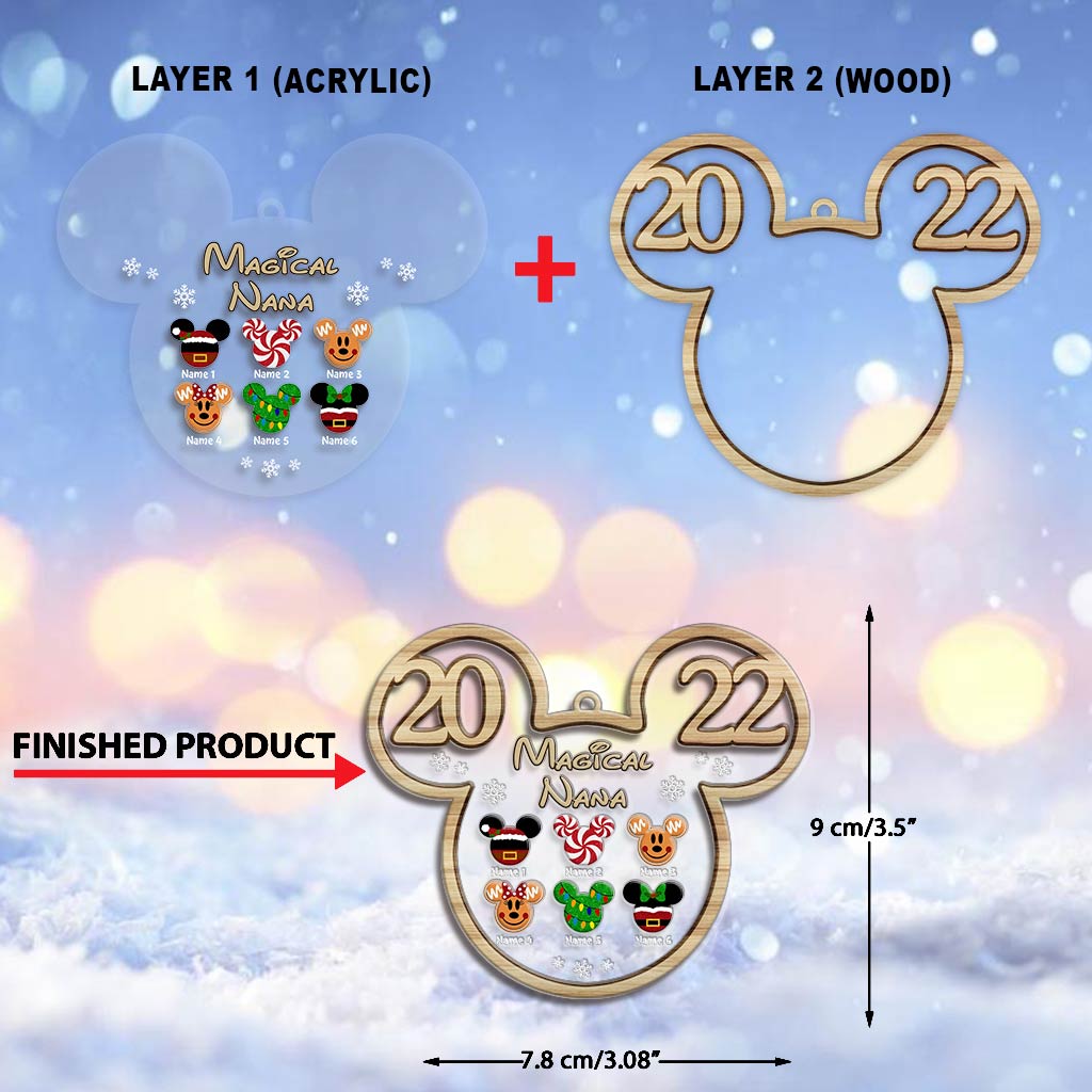 Personalized Christmas Mouse Ornament for Grandma - Custom Name Gift Layers Mix Ornament GradoCreations