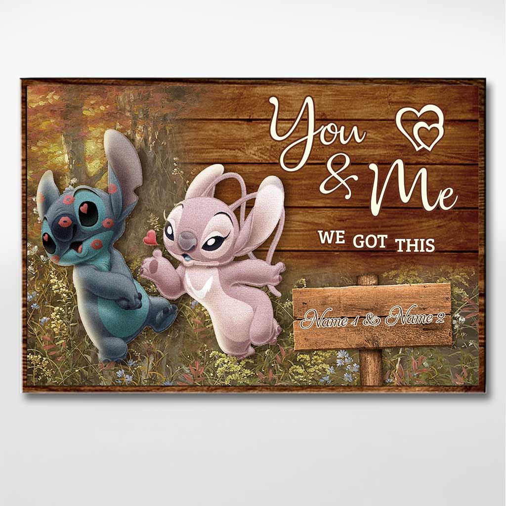 Personalized Couple Poster You & Me Custom Names Gift Canvas and Poster GradoCreations