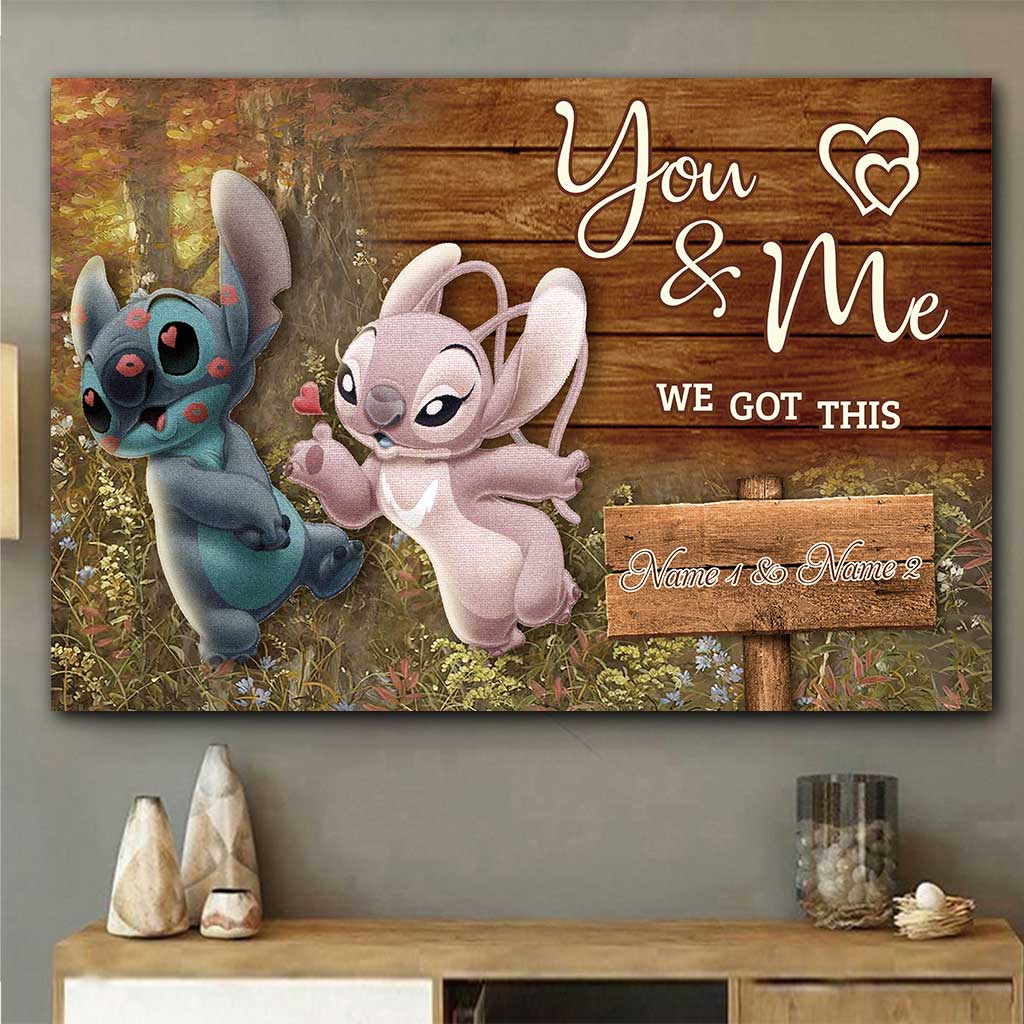 Personalized Couple Poster You & Me Custom Names Gift Canvas and Poster GradoCreations