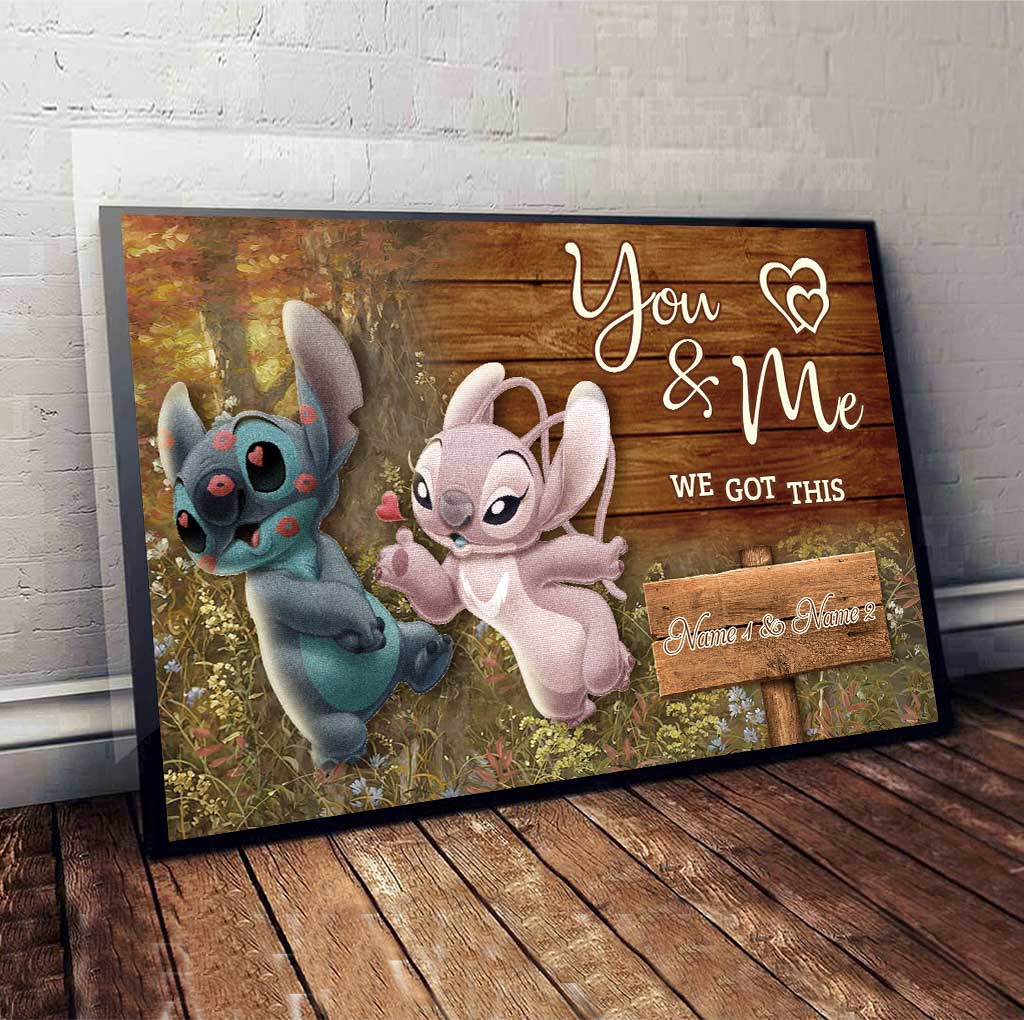 Personalized Couple Poster You & Me Custom Names Gift Canvas and Poster GradoCreations