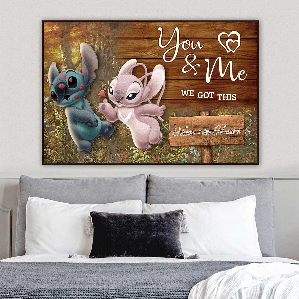 Personalized Couple Poster You & Me Custom Names Gift Canvas and Poster GradoCreations