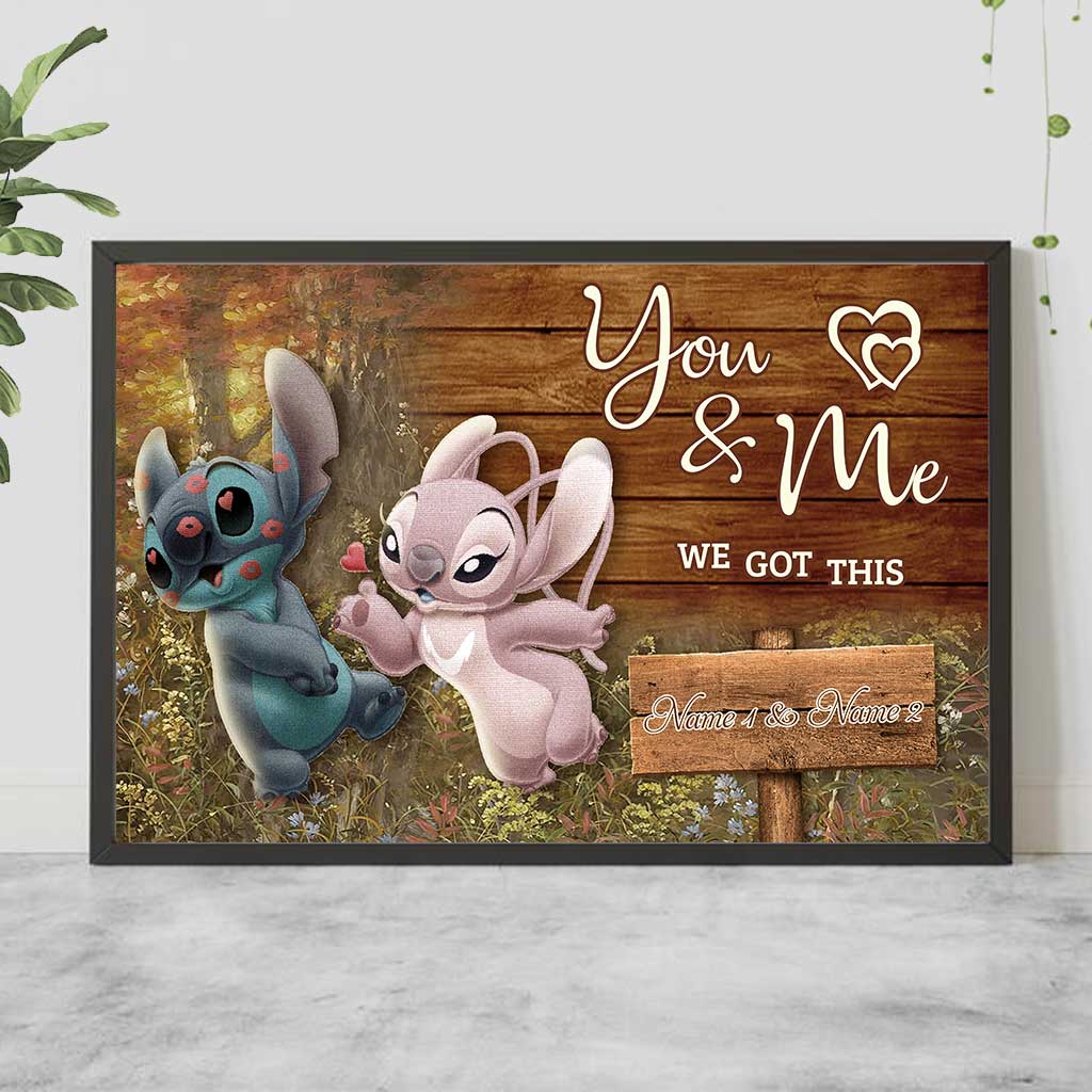 Personalized Couple Poster You & Me Custom Names Gift Canvas and Poster GradoCreations