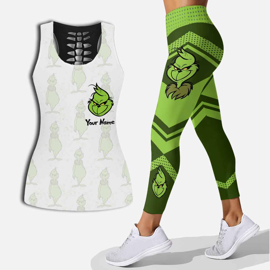Personalized Grinch Hollow Tank Top & Leggings Gift for Women Hollow Tank & Leggings GradoCreations