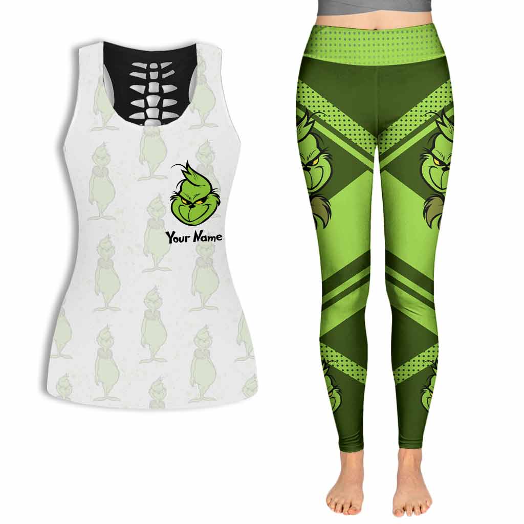 Personalized Grinch Hollow Tank Top & Leggings Gift for Women Hollow Tank & Leggings GradoCreations