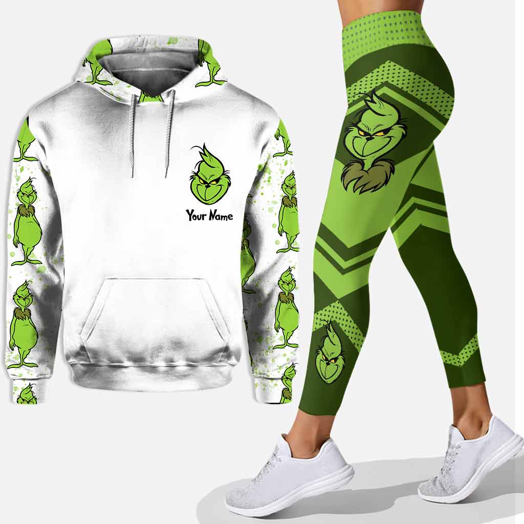 Personalized Grinch Hoodie and Leggings Set for Christmas Hoodie & Leggings GradoCreations