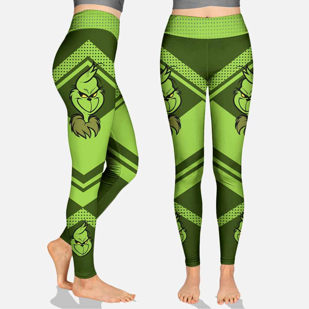 Personalized Grinch Hoodie and Leggings Set for Christmas Hoodie & Leggings GradoCreations