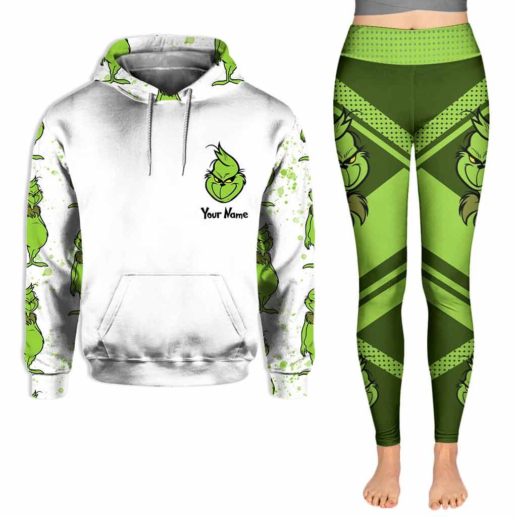 Personalized Grinch Hoodie and Leggings Set for Christmas Hoodie & Leggings GradoCreations