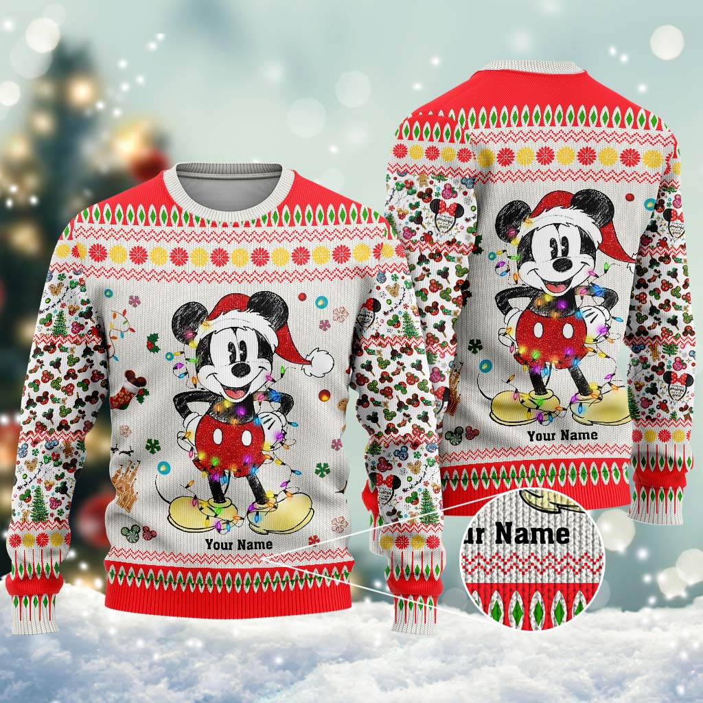 Personalized Christmas Mouse Sweater Custom Name Gift Sweater GradoCreations