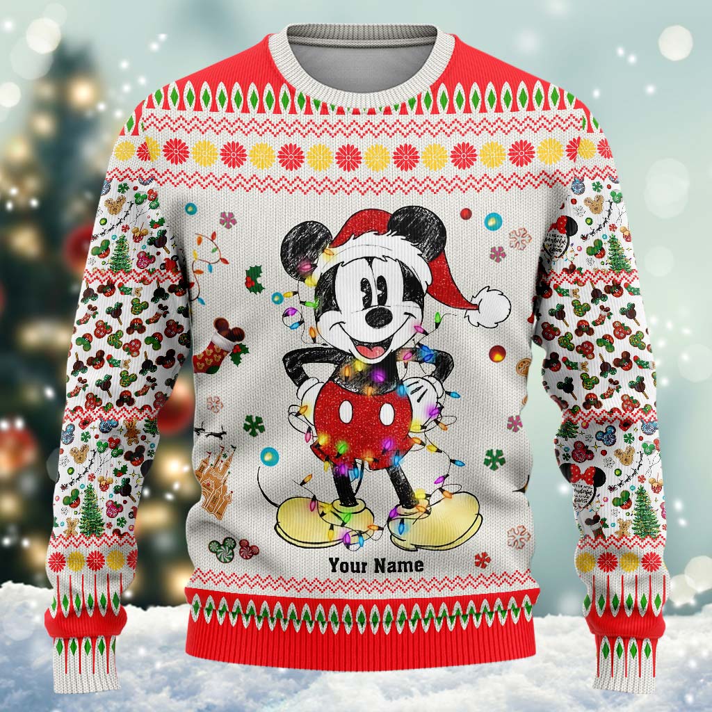 Personalized Christmas Mouse Sweater Custom Name Gift Sweater GradoCreations