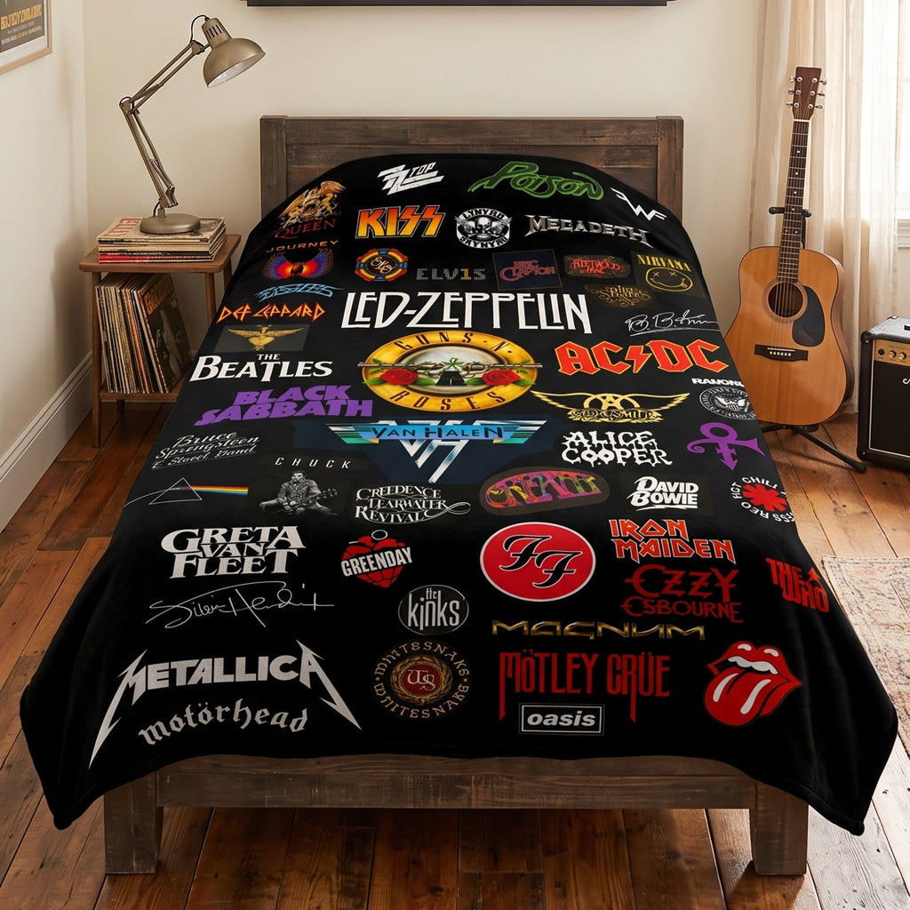 Personalized Classic Rock Legends Blanket Unique Gift GradoCreations