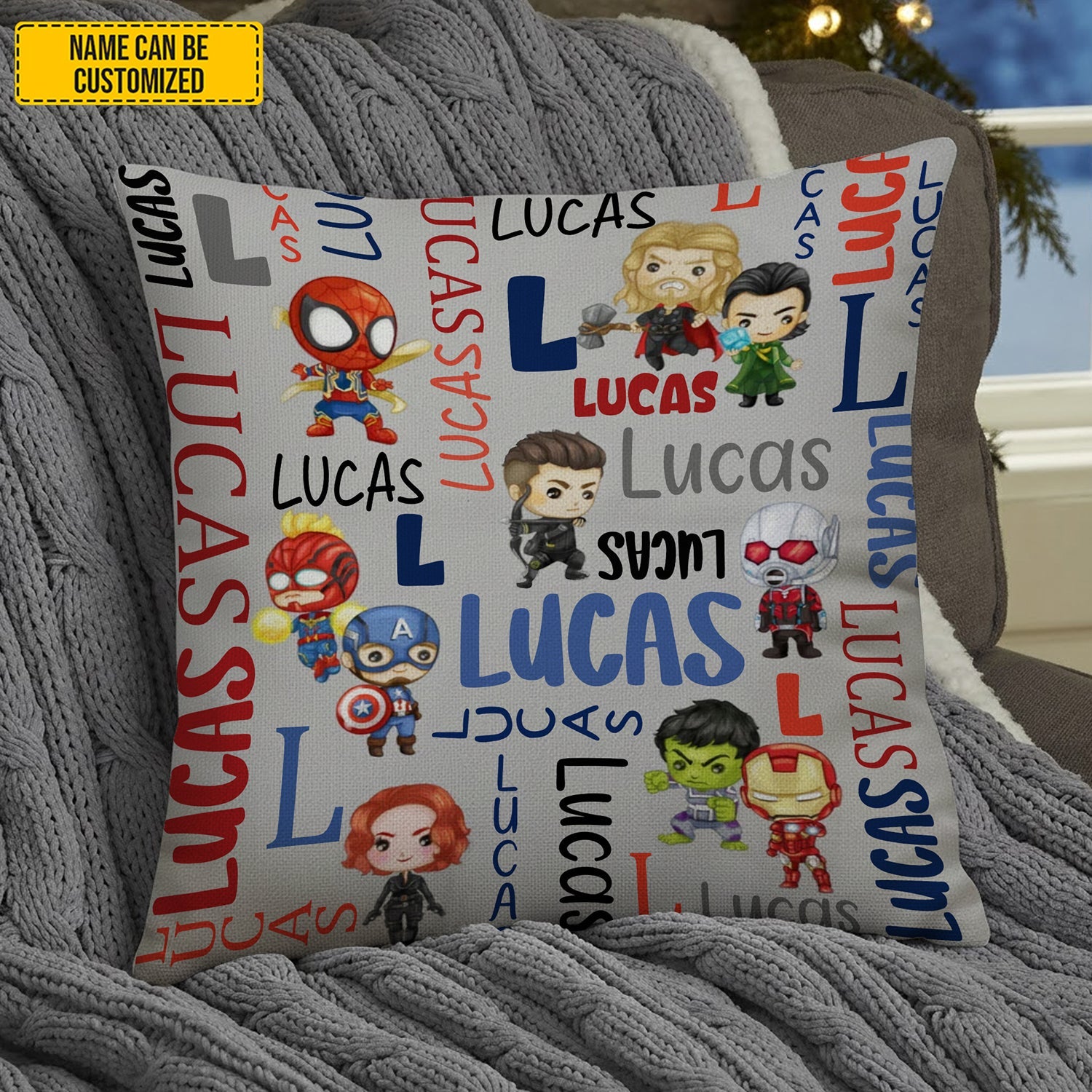 Personalized Kids Pillow with Superhero Design Custom Name Gift GradoCreations