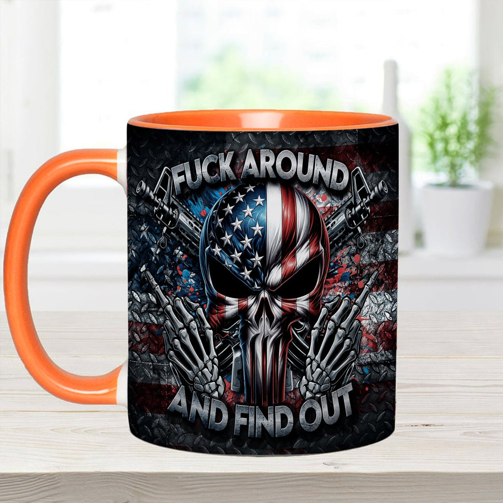 Personalized Ceramic Bold Patriotic Skull Accent Mug Gift GradoCreations