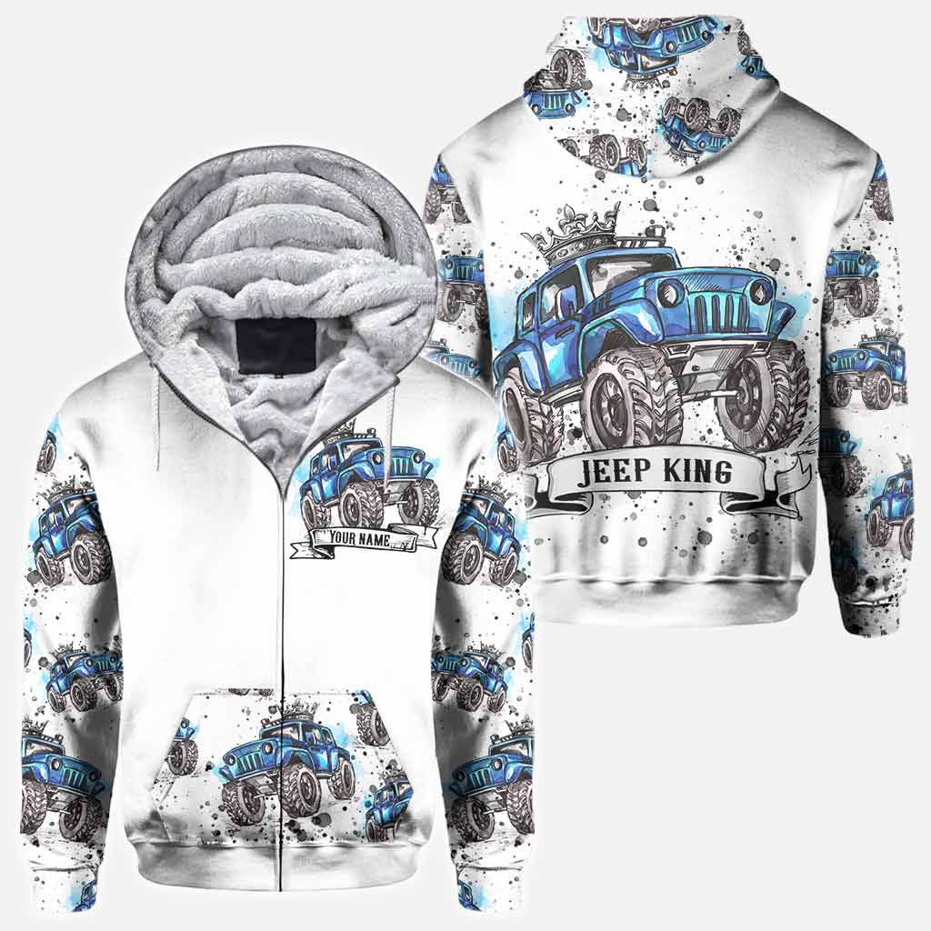 Personalized Jeep King Queen Hoodie Shirt for Couples All Over Shirt GradoCreations