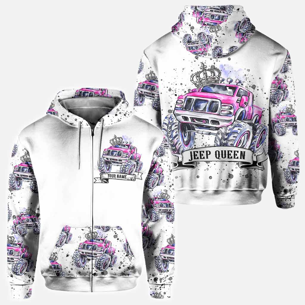 Personalized Jeep King Queen Hoodie Shirt for Couples All Over Shirt GradoCreations