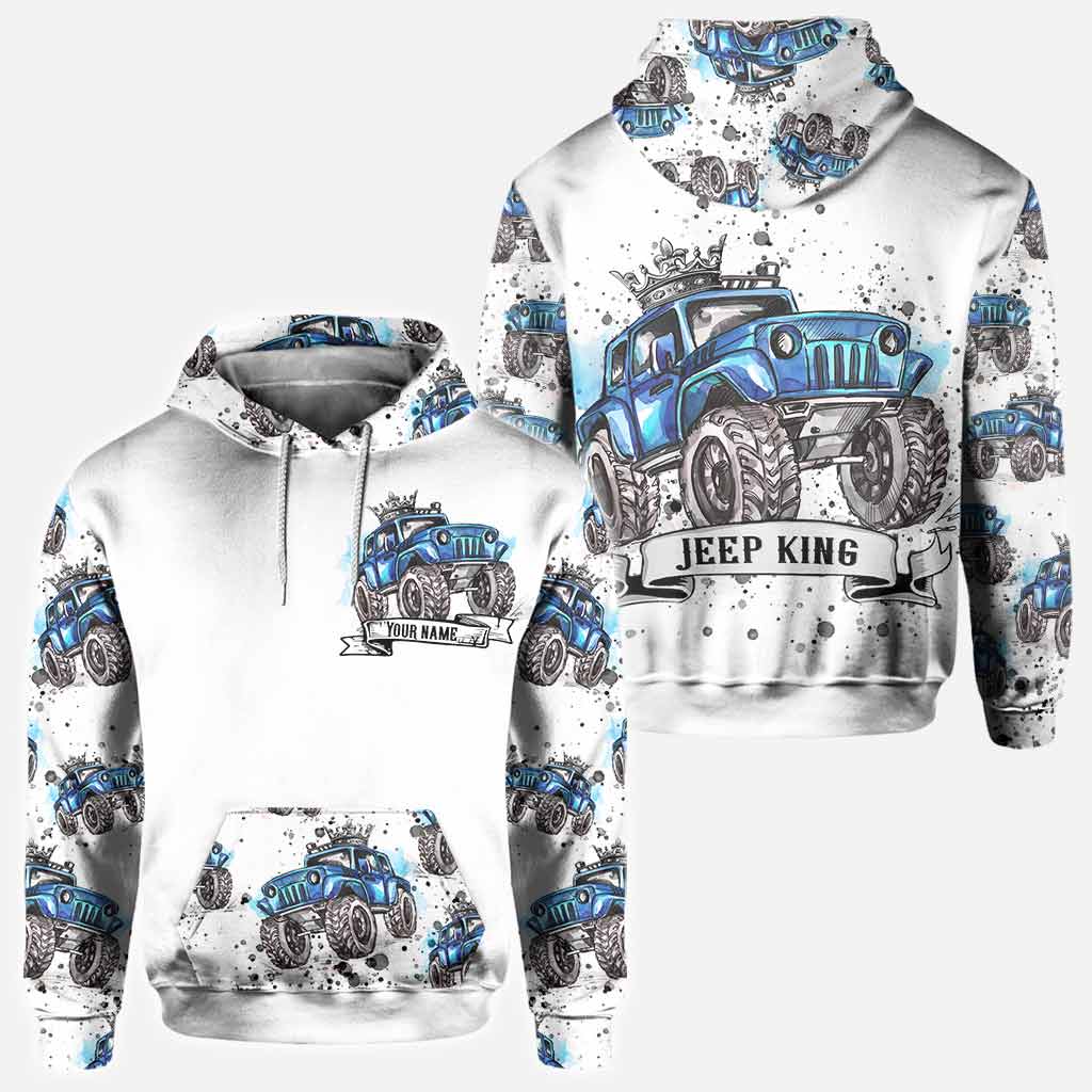 Personalized Jeep King Queen Hoodie Shirt for Couples All Over Shirt GradoCreations