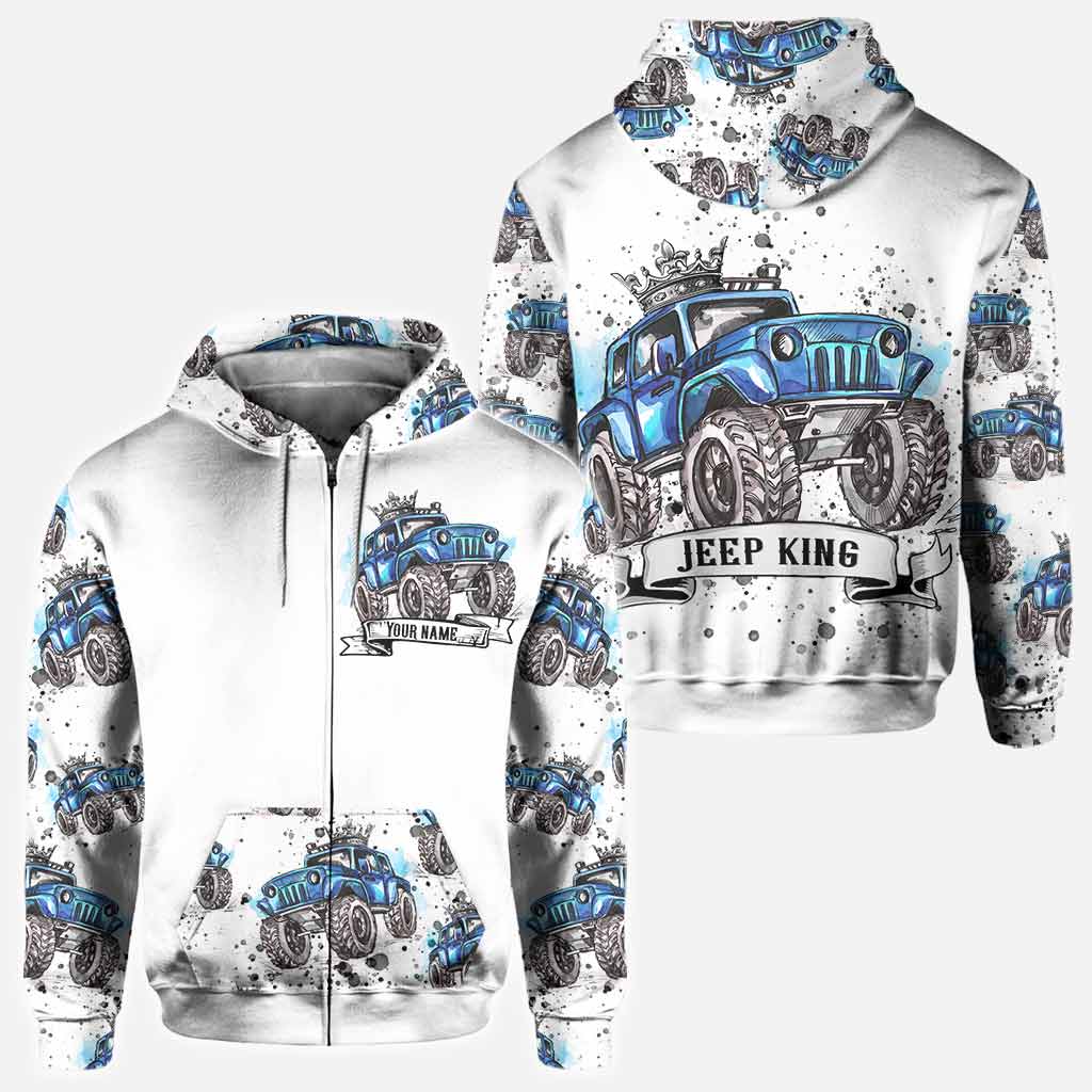 Personalized Jeep King Queen Hoodie Shirt for Couples All Over Shirt GradoCreations