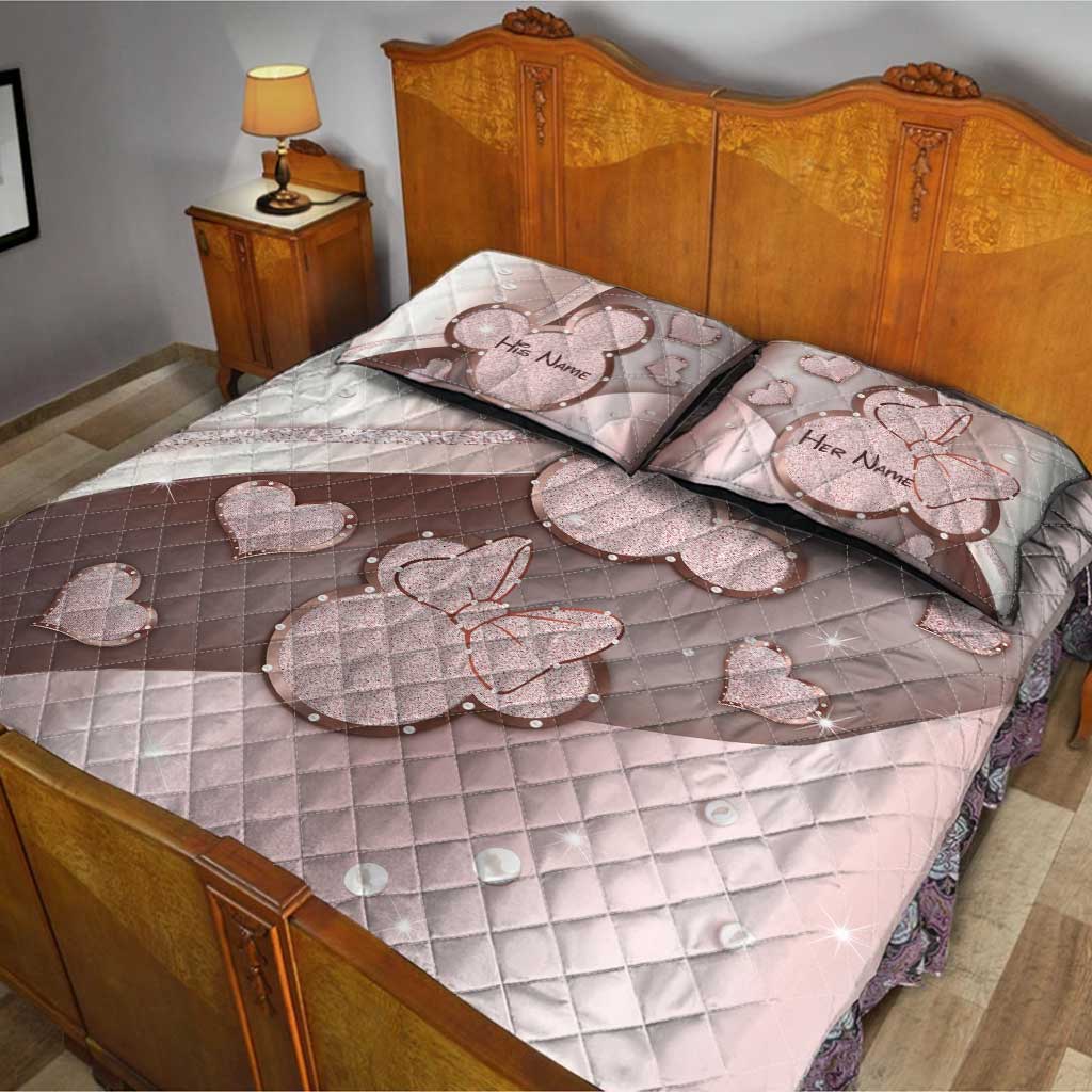 Personalized Couple Mouse Quilt Set with Custom Names for Anniversary Gift Quilt Set GradoCreations