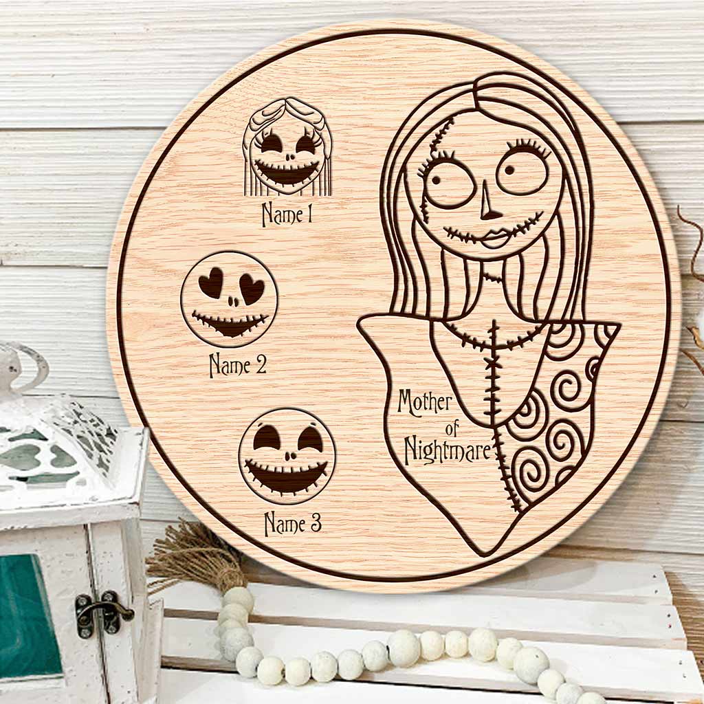 Personalized Mother's Day Round Wood Sign with 3D Pattern Print for Mom Round Wood Sign GradoCreations