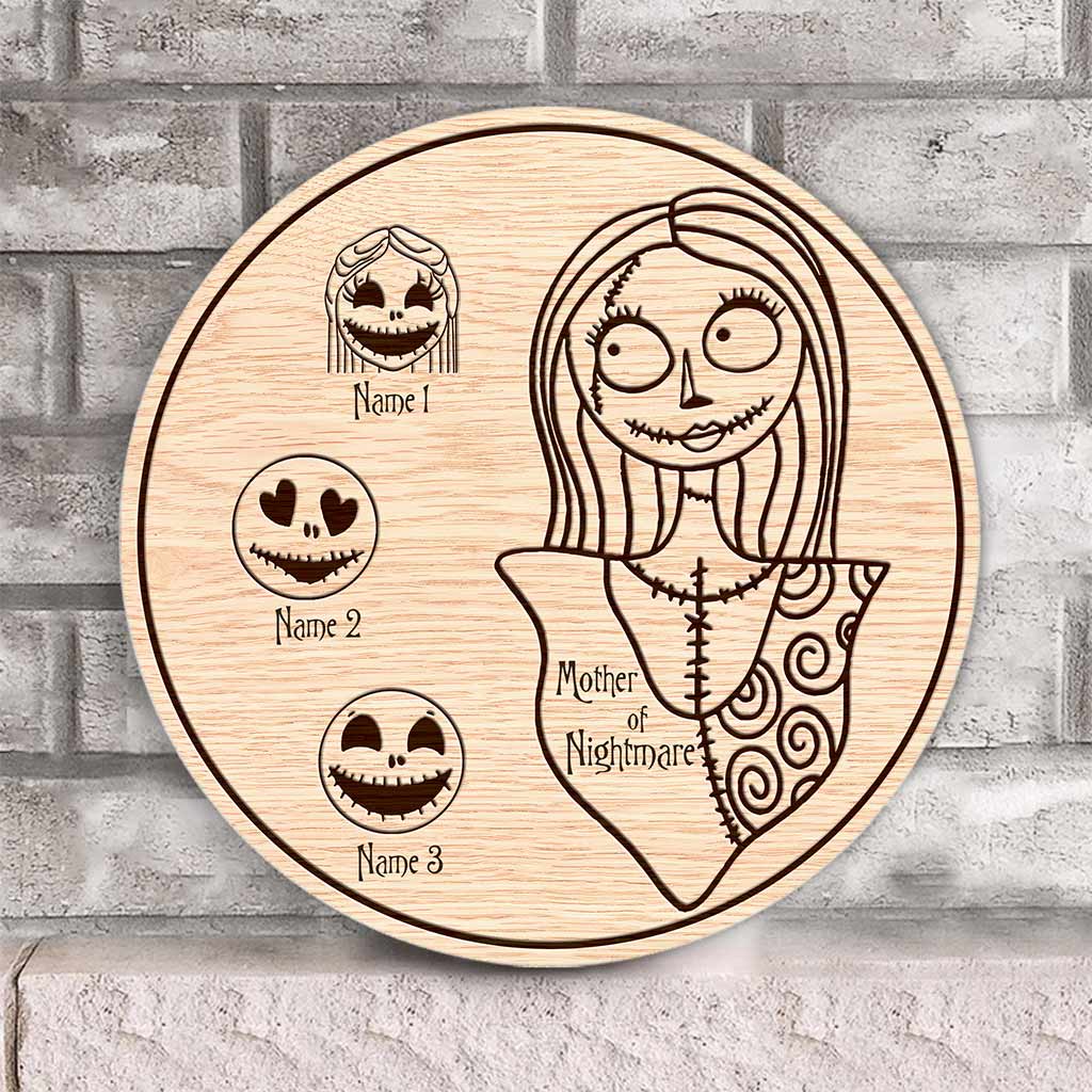 Personalized Mother's Day Round Wood Sign with 3D Pattern Print for Mom Round Wood Sign GradoCreations