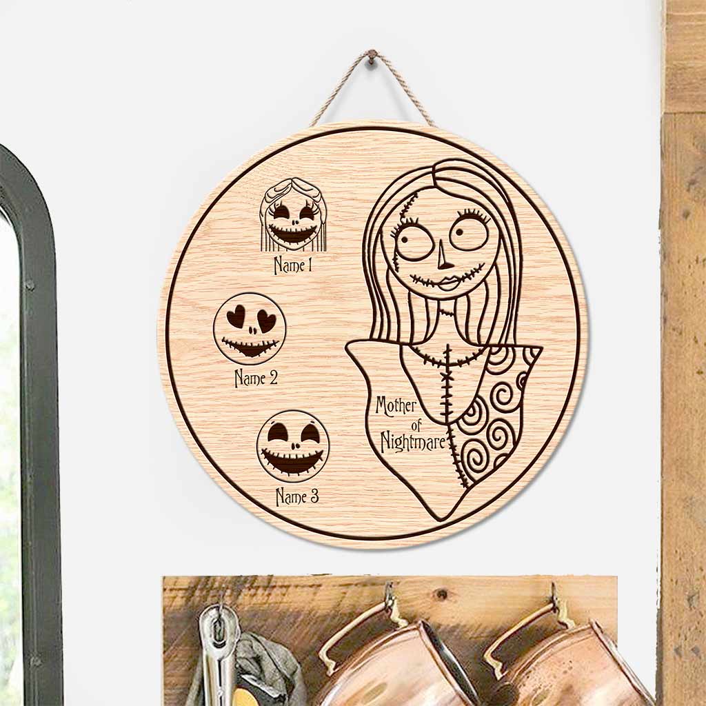 Personalized Mother's Day Round Wood Sign with 3D Pattern Print for Mom Round Wood Sign GradoCreations