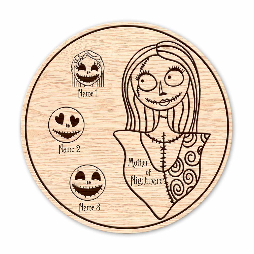 Personalized Mother's Day Round Wood Sign with 3D Pattern Print for Mom Round Wood Sign GradoCreations