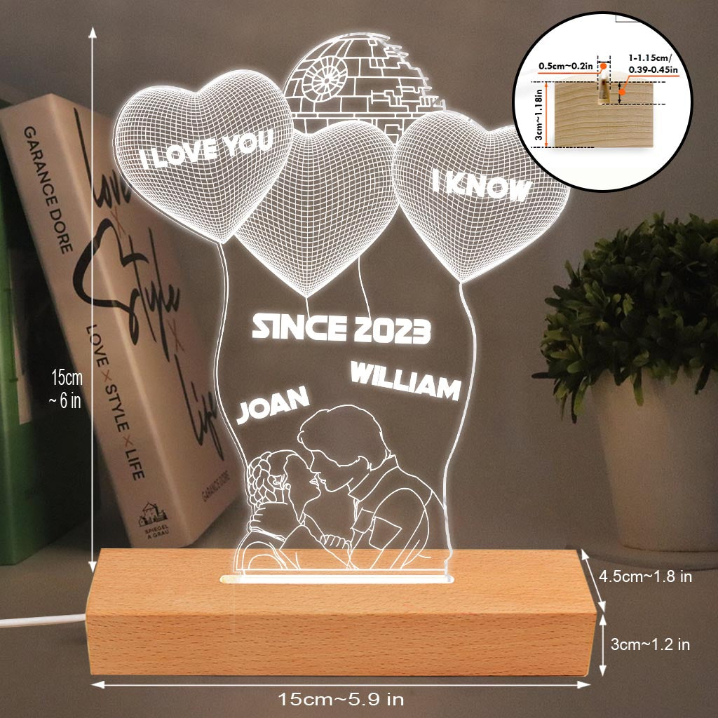 Personalized Acrylic Couple Plaque Light Base Gift for Anniversary Shaped Plaque Light Base GradoCreations